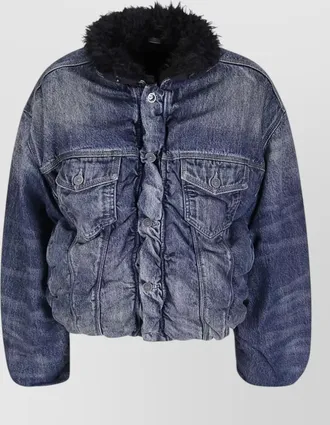 Diesel denim cropped oversized padded jacket