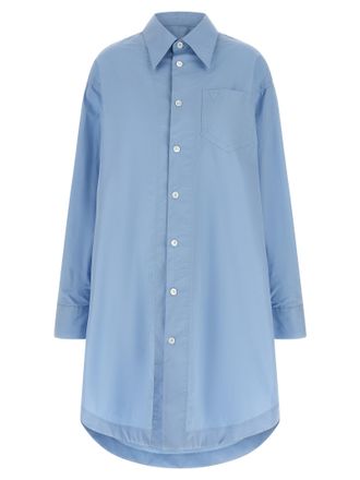 Ami Blue Cotton Midi Womens Dress
