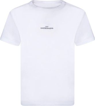Maison Margiela Upside Down Logo T-Shirt - Heren - T-shirts - Wit - L - Katoen - Tops