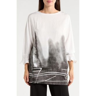 Patrizia Luca Placement Print Tunic in White at Nordstrom Rack, Size Large/x-Large