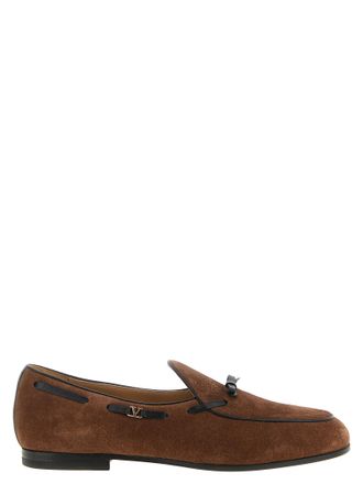 Valentino Garavani Brown Calfskin Slip-On Mens Loafers