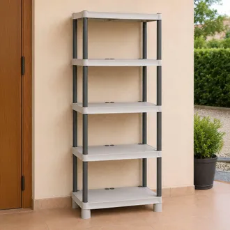 Dmora Dmora Estante De 4 Casillas En Polipropileno, Estantes Multiusos Para Interiores O Externos, 100% Made In Italy, Cm 70x35h172, Color Gris Claro, Con E