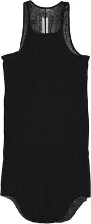 Rick Owens Basic Rib Scoop Neck Curved Hem Cotton Tank Top