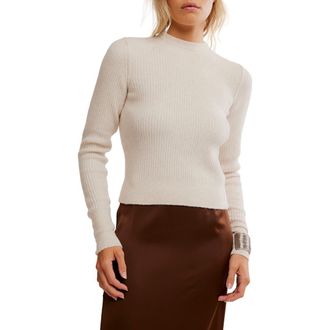Free People Ever After Rib Sweater in Almond Milk Heather at Nordstrom, Size X-Large