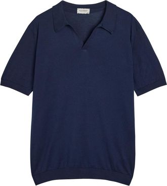 John Smedley Noah Cotton Polo Shirt - Navy - Xxl