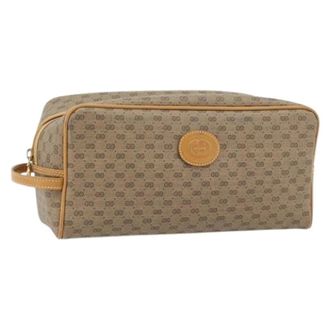Gucci Pre-owned Clutches, female, Beige, Size: ONE SIZE Pre-owned Micro Small GG Canvas Clutch