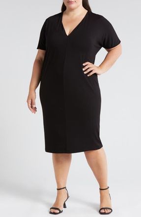 Universal Standard Teresa Jersey Shift Dress in Black at Nordstrom, Size 2Xl