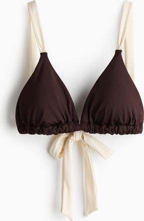H&M Wattiertes Triangel-Bikinitop - Brown