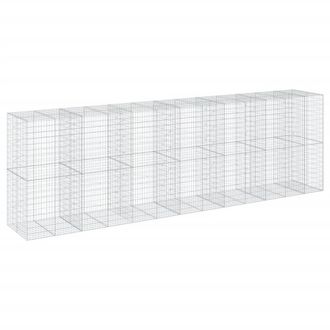 Berkfield Home Gabion Basket with Cover 650x100x200 cm Galvanised Iron in Silver | Size: 650 x 100 x 200 cm