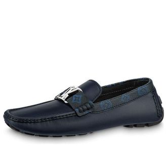 Louis Vuitton LV Monte Carlo Moccasin Shoes Navy with Monogram Collar 1AANOW