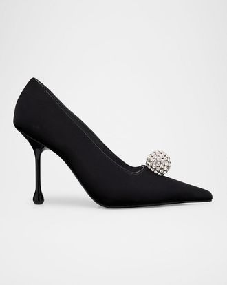 Jimmy Choo London Crystal Orb Velvet Pumps
