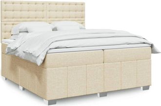 vidaXL Vidaxl - Cama Box Spring Con Colch&oacute;n Tela Color Crema 200x200 Cm