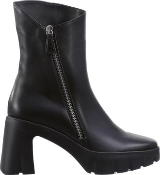 H&ouml;gl Black Manon Mid-Height Functional Zipper Leather Ankle Boots