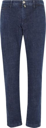 Jacob Cohen Dark Blue Slim Bard Five-Pocket Cotton-Blend Pants