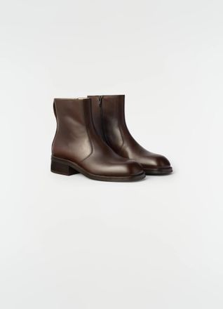 Christophe Lemaire Leather Zip Boots - Brown