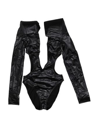 Dolce & Gabbana Black Deep V-Neck One Piece Swimsuit Womens Swimwear