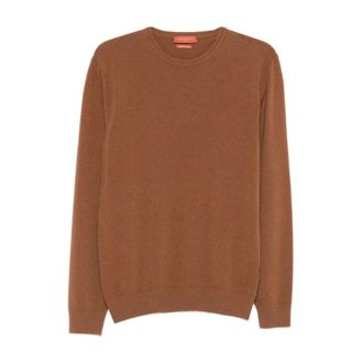 Daniele Fiesoli Round-neck Knitwear, male, Brown, Size: 2XL Crewneck Sweater