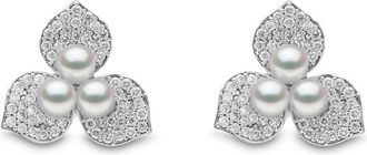Yoko London 18kt white gold Petal pearl and diamond earrings - women - 18kt White Gold/Diamond/Akoya Pearl - One Size - Silver
