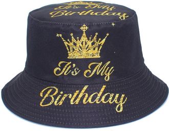 Generic Bucket Hat Sun Fishing Hats for Women Men, Summer Outdoor Travel Beach Packable Fisherman Cap Panama Caps (UK, Alpha, One Size, Its My Birthday)