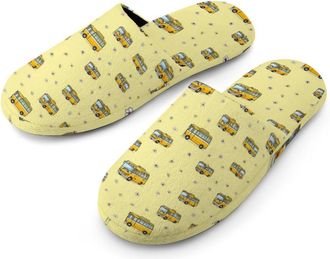 Generic School Bus Mens Slippers Warm Non-Slip Houes Shose Spa Slipper for Home Bedroom
