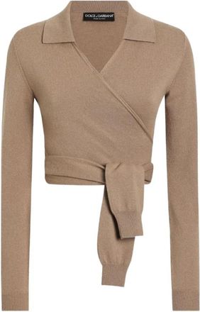 Dolce & Gabbana Crossover Cardigan - Dames - Cashmere truien - Bruin - S - Kasjmier - Truien & Vesten