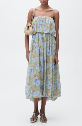 Mango Floral Blouson Sundress in Mint Green at Nordstrom Rack, Size 8