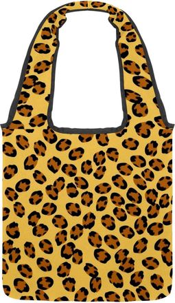 Generic Art Leopard Print Reversible Canvas Shoulder Tote - Double-Sided Print, 12oz Cotton, 27cm Drop, Fold-Flat Bag for Travel, Shopping, Street Outings