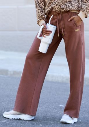 Buffalo Sweathose BUFFALO, Damen, Gr. 32/34, N-Gr, braun, Sweatware, Obermaterial: 60% Baumwolle, 40% Polyester, unifarben, bequem lang, Hosen Sweathose, mit 