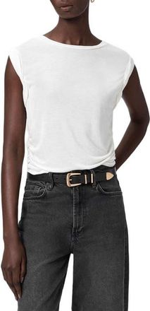 AllSaints Metallic Cap Sleeve Top in Stone White at Nordstrom, Size X-Small