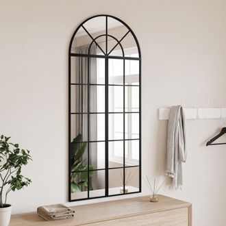 Berkfield Home Wall Mirror Black 60x130 cm Arch Iron