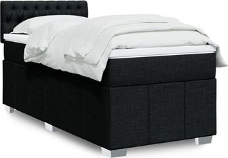 vidaXL Cama Box Spring Con Colch&oacute;n Tela Negro 90x190 Cm Vidaxl