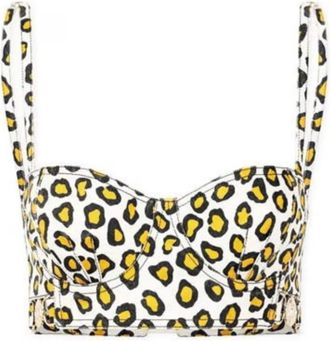 Paco Rabanne Bralette Top met Luipaardprint - Dames - Tops zonder mouwen - Veelkleurig - S - Katoen - Tops