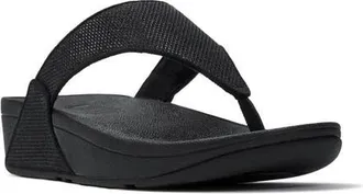 FitFlop Lulu Shimmerglitz Toe Post Sandal in Black at Nordstrom, Size 10