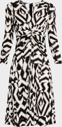 Diane Von F&uuml;rstenberg Jerome Pleated Geometric-Print Dress