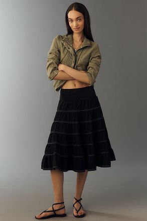 Pilcro Reese 100% European Linen Midi Skirt by Pilcro