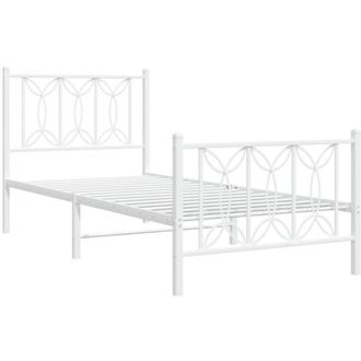 vidaXL Estructura Cama Sin Colch&oacute;n Con Estribo Metal Blanco 75x190 Cm Vidaxl