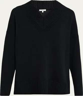 Lafayette 148 New York Cashmere Deep V-Neck Sweater