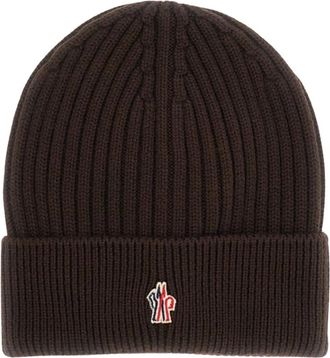 Moncler Grenoble Ribbel Muts - Heren - Hoeden - Bruin - ONE Size - Wol - Accessoires