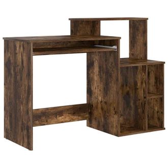Berkfield Home Desk with Storage Smoked Oak 120.5x44x88.5 cm Engineered Wood in Brown