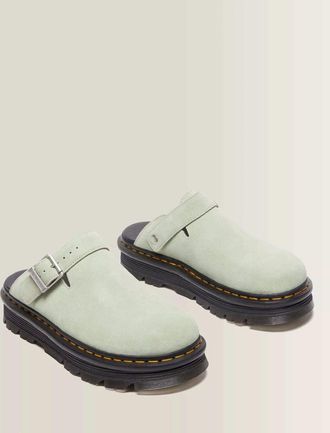 Dr. Martens Zebzag Mule Mens Sage Green Suede Platform Slingback Hawk3374