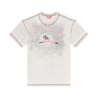 Diesel Tops, Heren, Grijs, XL, Diesel T-shirts en Polos