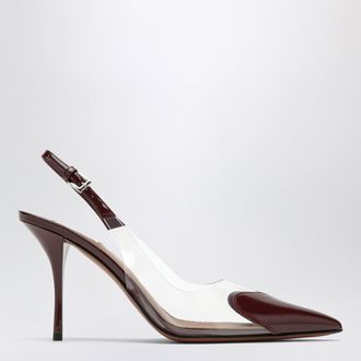 Alaia Le Coeur high slingback pumps in garnet red patent leather