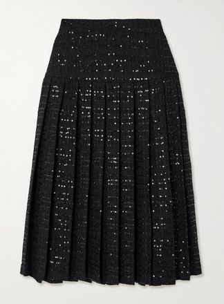 Alessandra Rich Gonna Midi In Tweed Con Pinces E Paillettes - Nero