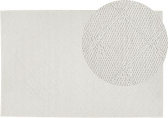 Beliani Beliani - Alfombra Blanco Crema De Lana Con Algod&oacute;n 140 X 200 Cm Rectangular Tejido A Mano Con Motivos Geom&eacute;tricos Boho Ellek
