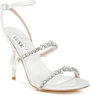 London Rag Aragon Crystal Embellished Ankle Strap Sandal in White at Nordstrom Rack, Size 10