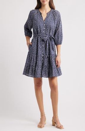 Caslon Print Cotton Minidress in Navy Dot at Nordstrom Rack, Size X-Large