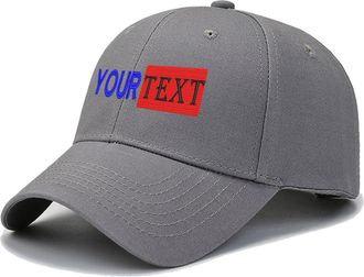 Generic Custom Snapback Hat with Embroidery Text Logo,Personalized Embroidered Baseball Hats with Text Logo,Personalized for Man Woman Friend Grey