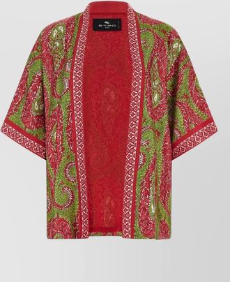 Etro silk printed kimono-sleeve cardigan