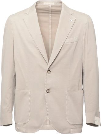 Lubiam Jassen, Heren, Beige, XL, Katoen, Jas van katoen en zijde