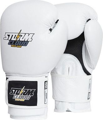 OEM Guantes De Sparring Stormcloud Cyclone Classic De Cuero Genuino, Blancos, 16 Oz